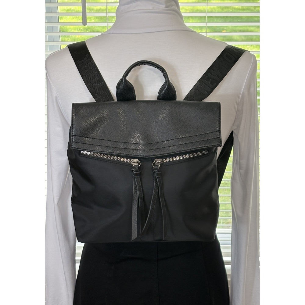 Botkier New York Women's Black Polyester/Leather Pockets Zipper Backpack NWOT